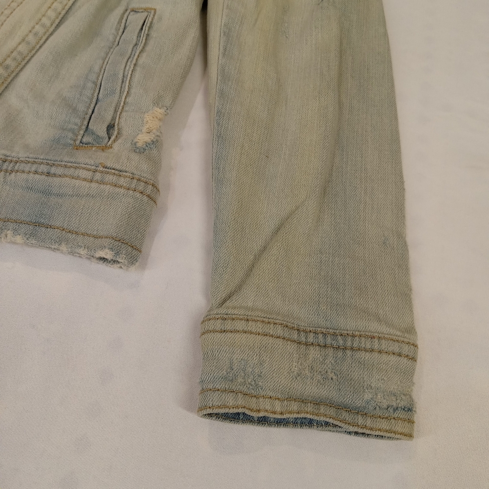 Aeropostale Women's Faded Blue Ripped Denim Jacket Size XS - Picture 2 of 16